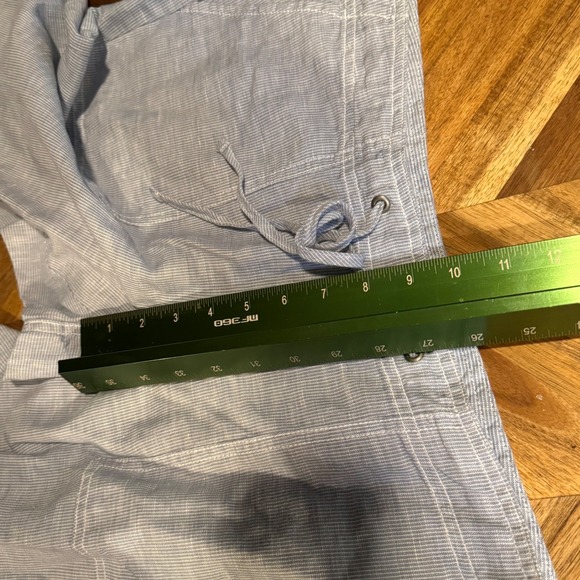 Gap Womens Light Blue Striped Linen Blend Drawstring Waist Casual Pants Nautical - Picture 6 of 9